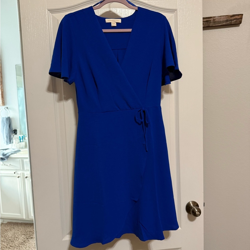Royal Blue Faux Wrap Dress